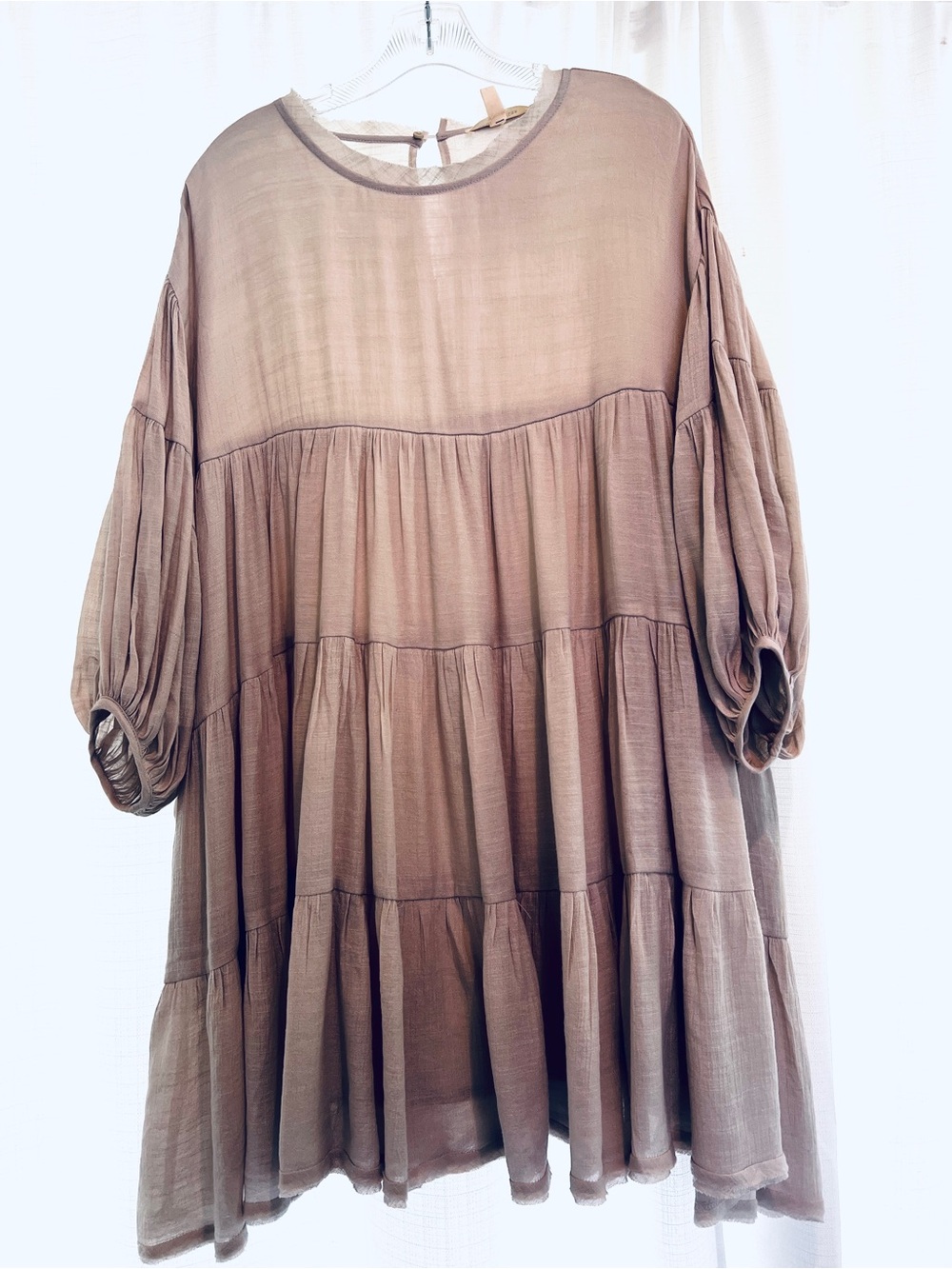 Tiered Summer Swing Dress in Taupe